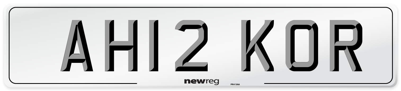 AH12 KOR Number Plate from New Reg